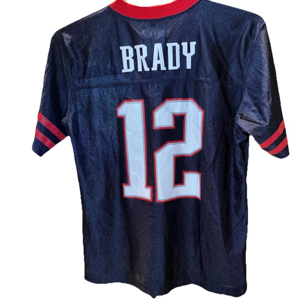 NFL Team Apparel Youth New England Patriots Tom Brady #12 Football Jersey L Blue